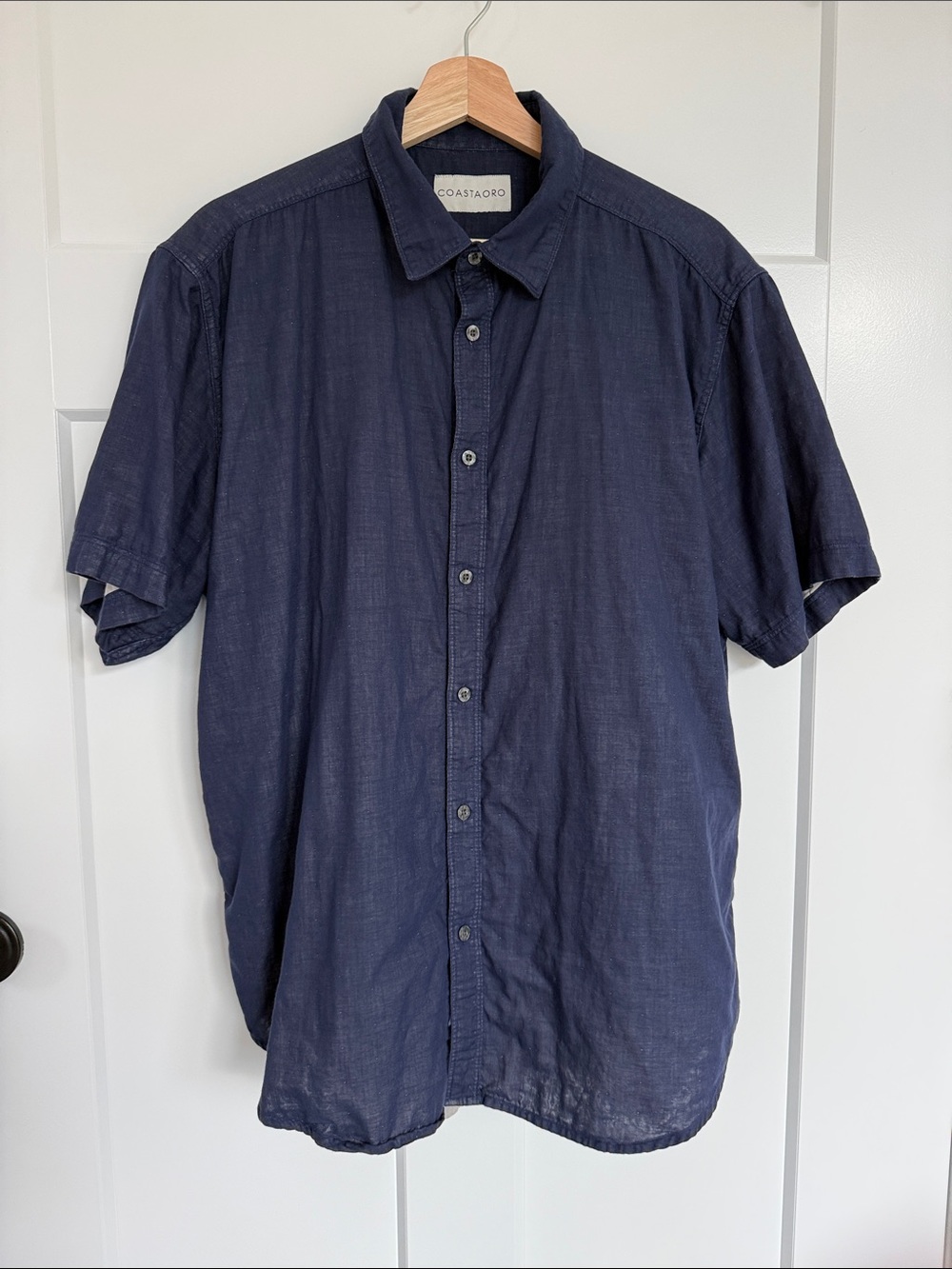 Coastaoro Men’s Navy Short-Sleeve Button-Up Shirt